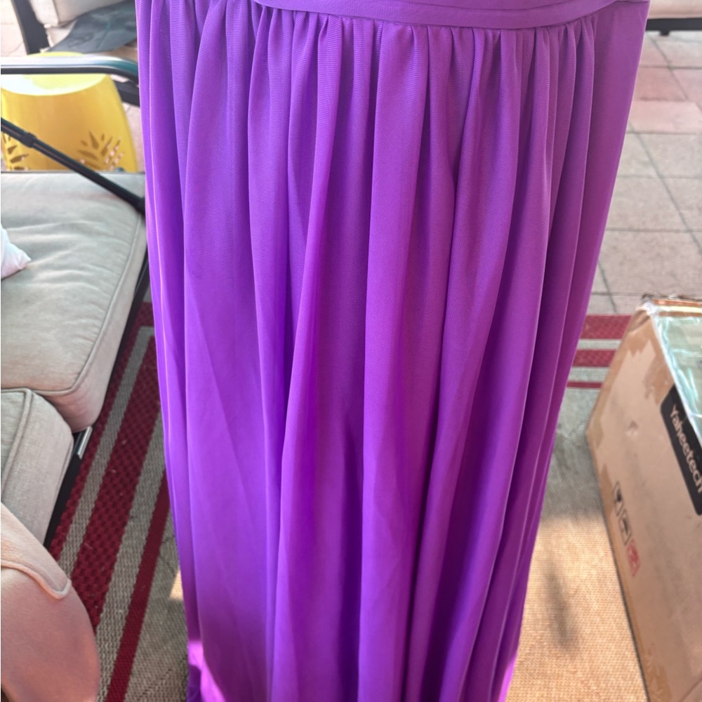 Adam Purple Ruched Sweetheart Prom Dress - Picture 14 of 14